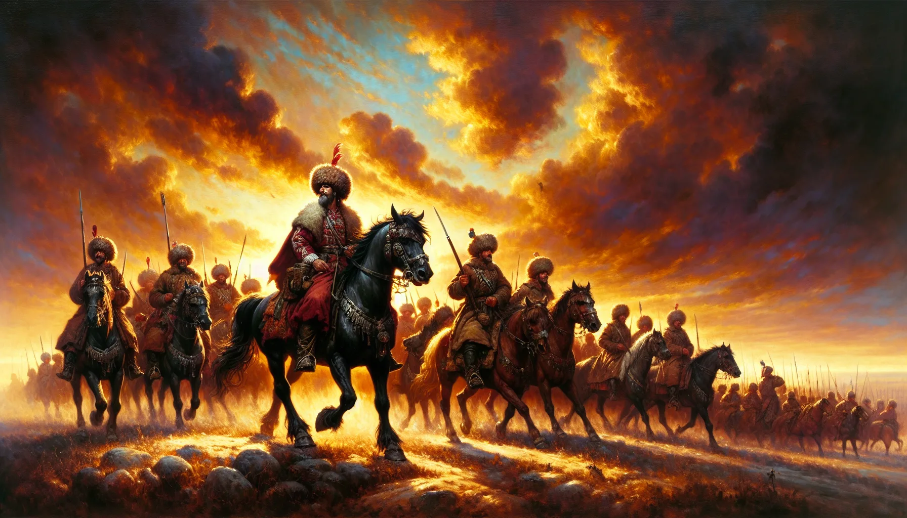 Cosaques Zaporogues au combat sur le fleuve Dniepr